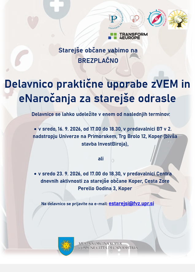 DELAVNICA PRAKTIČNE UPORABE PORTALA ZVEM IN SISTEMA E-NAROČANJA ZA STAREJŠE ODRASLE